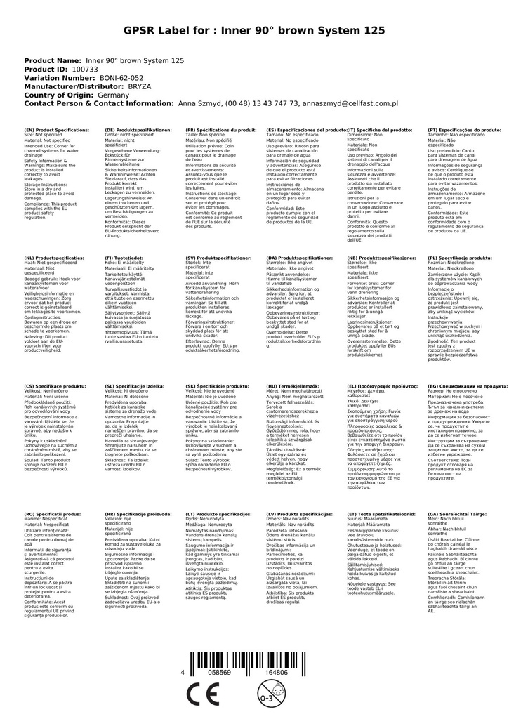 Hoekstuk Binnen 90° bruin Systeem 125-1