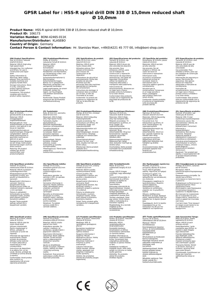 HSS-R spiraalboor DIN 338 Ø 15,0mm gereduceerde schacht Ø 10,0mm-2