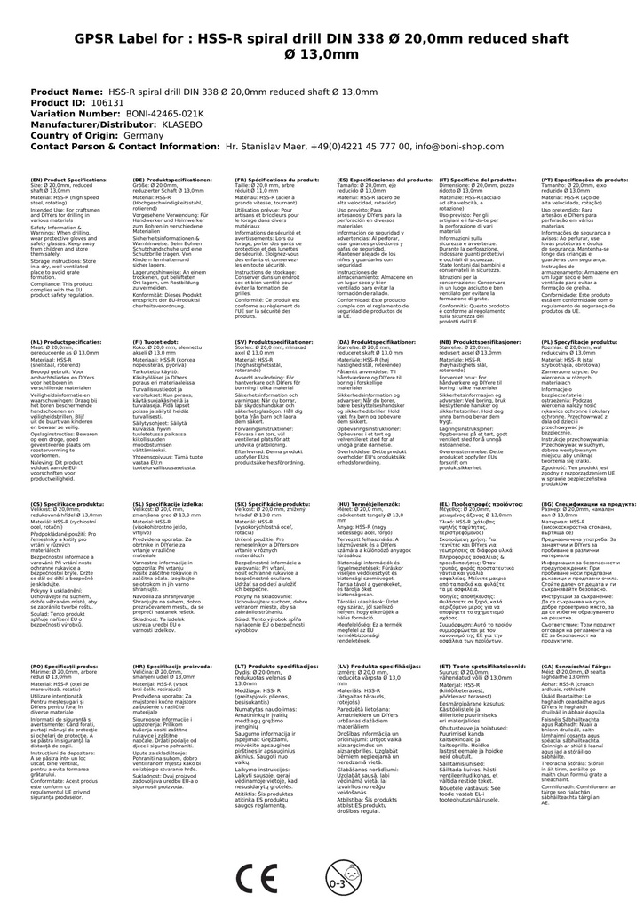 HSS-R Spiraalboor DIN 338 Ø 20,0mm gereduceerde schacht Ø 13,0mm-2