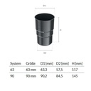 Fallpijpverbinding/-mof bruin Systeem 63-0