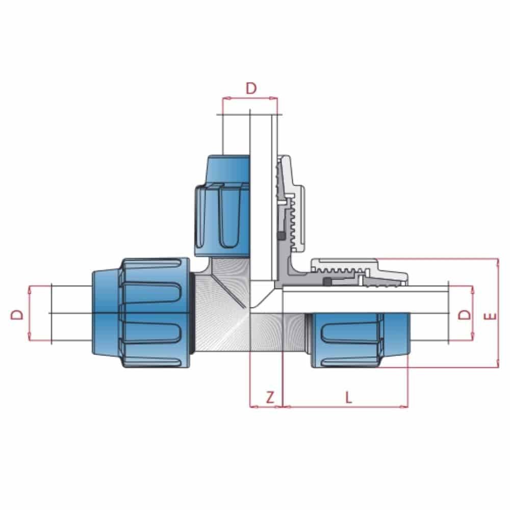 PP PE Buis Koppeling T-stuk 3 Koppelingen 20 x 20 x 20-0