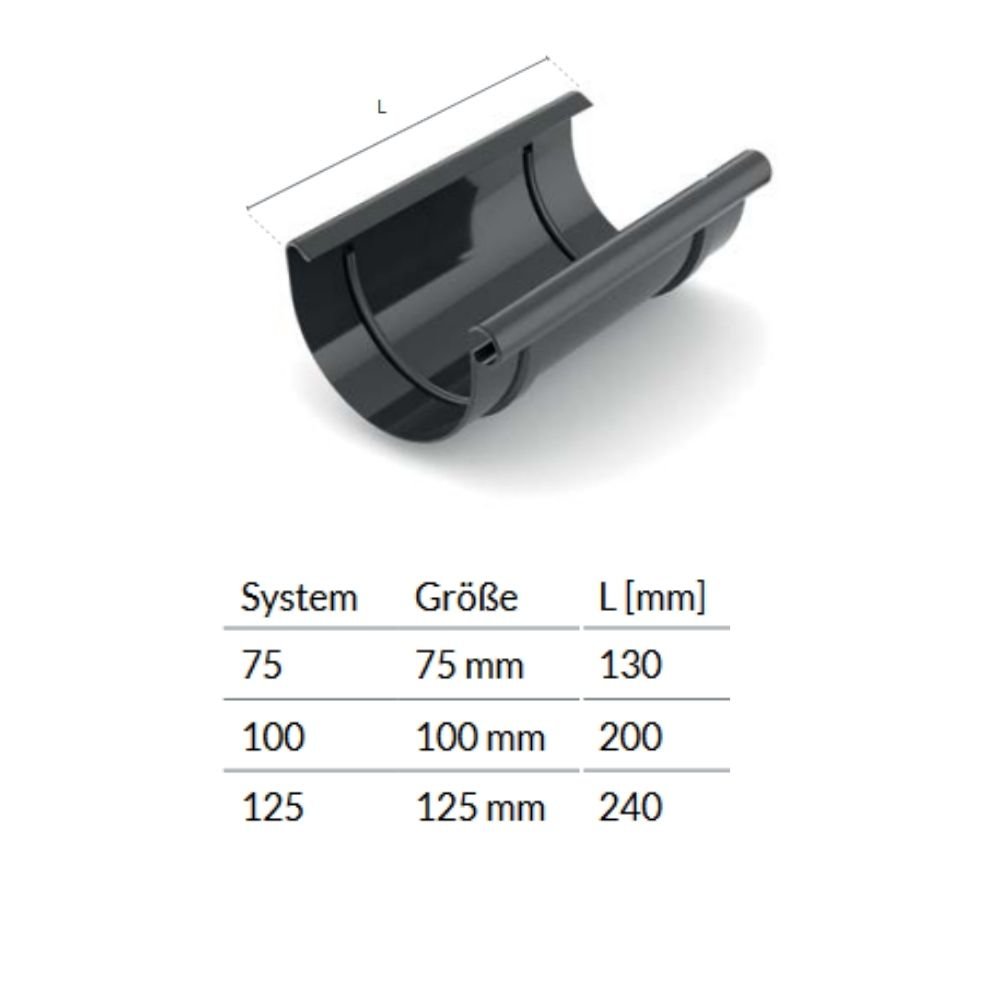 Rinnenverbinding grafiet Systeem 125-0