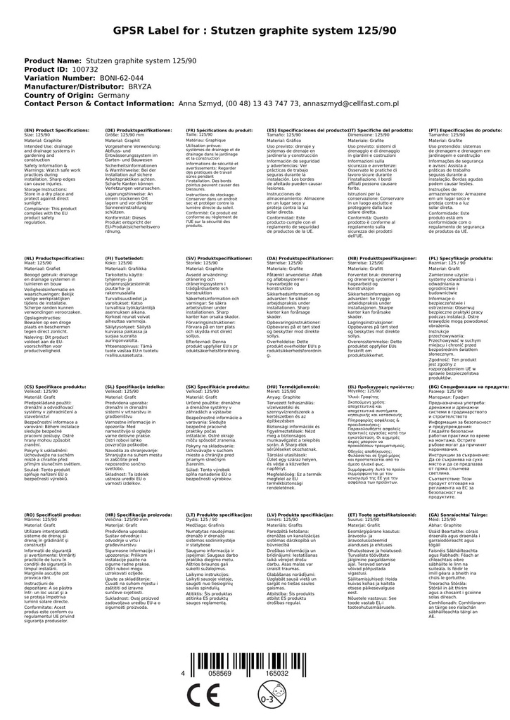 Stutzen grafiet Systeem 125/90-1