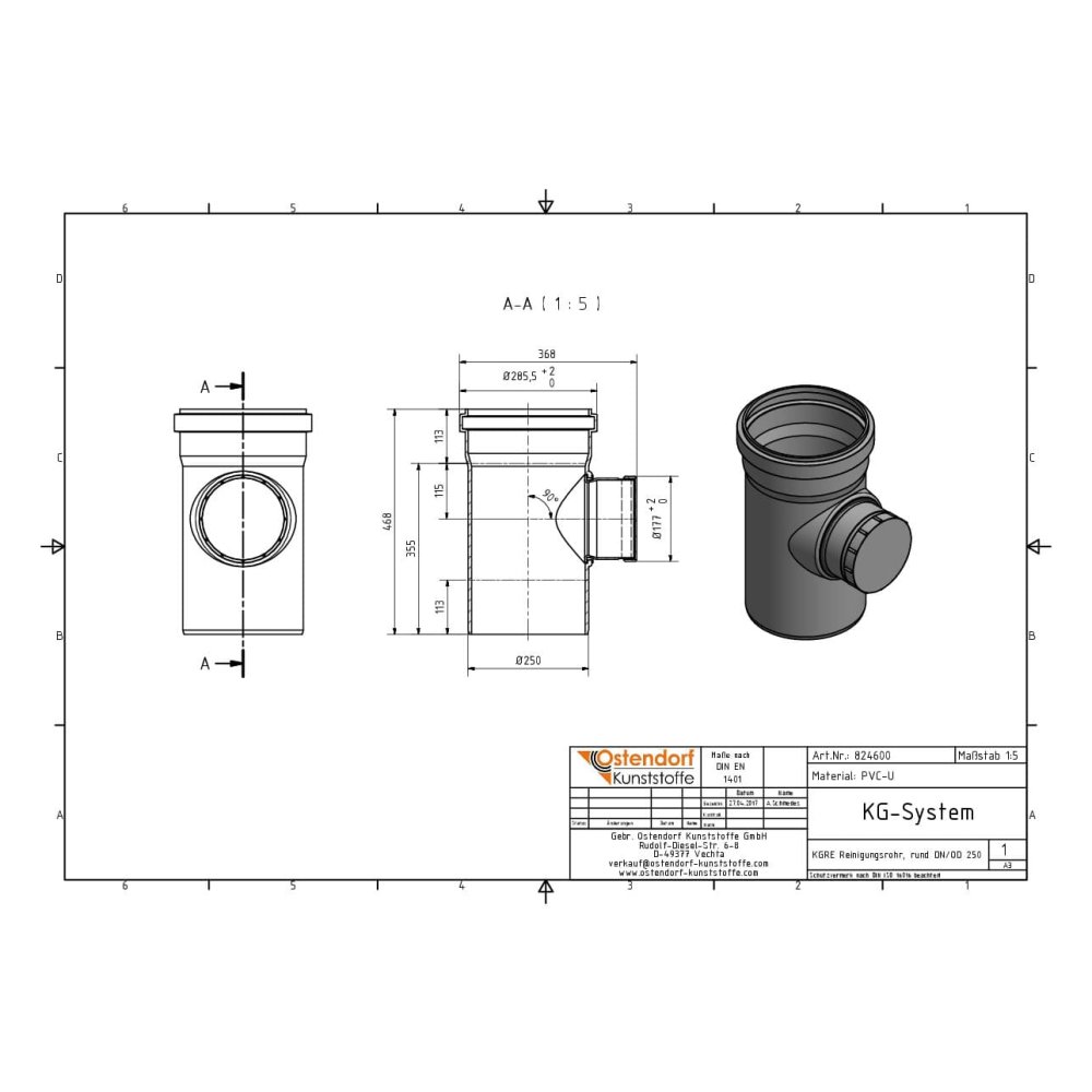 KGRE Reinigingsbuis DN/OD 250 met ronde deksel-1