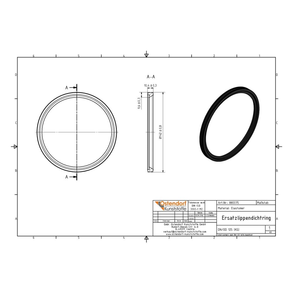 KG Vervangende lipafdichtring DN/OD 125 (KG PVC)-0