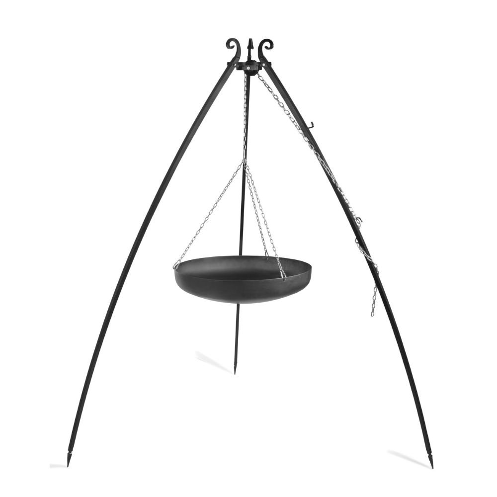 Wok op driepoot van natuurstaal 200 cm - 60 cm diameter-1