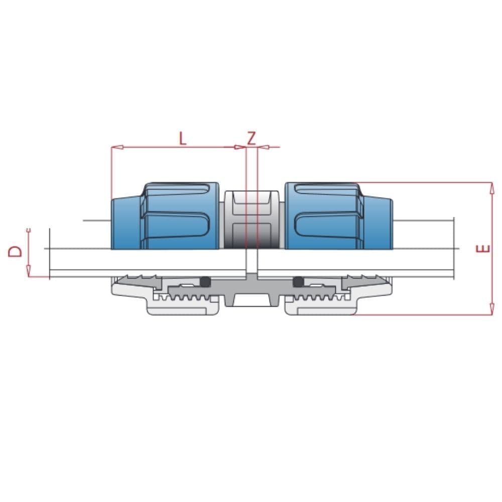 PP PE Buis Schroefverbinding Koppeling Moer 32 x 32-0