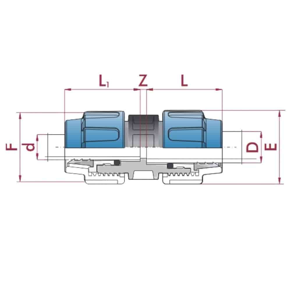 PP PE Buis Koppeling Reductie 25 x 20-0