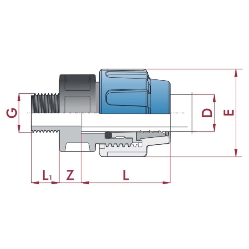 PP PE Buis Schroefverbinding Koppeling 32 x 1" AG-0