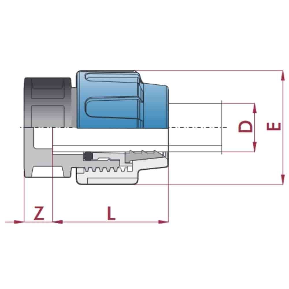 PP PE Buis Schroefverbinding Eindkap 40-0