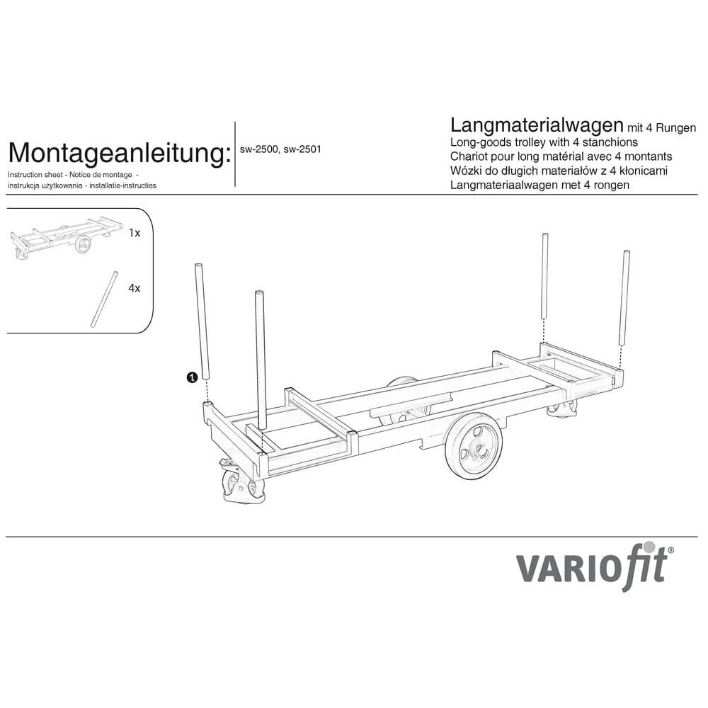 Langmateriaalwagen met 4 Rongen (PO)-0