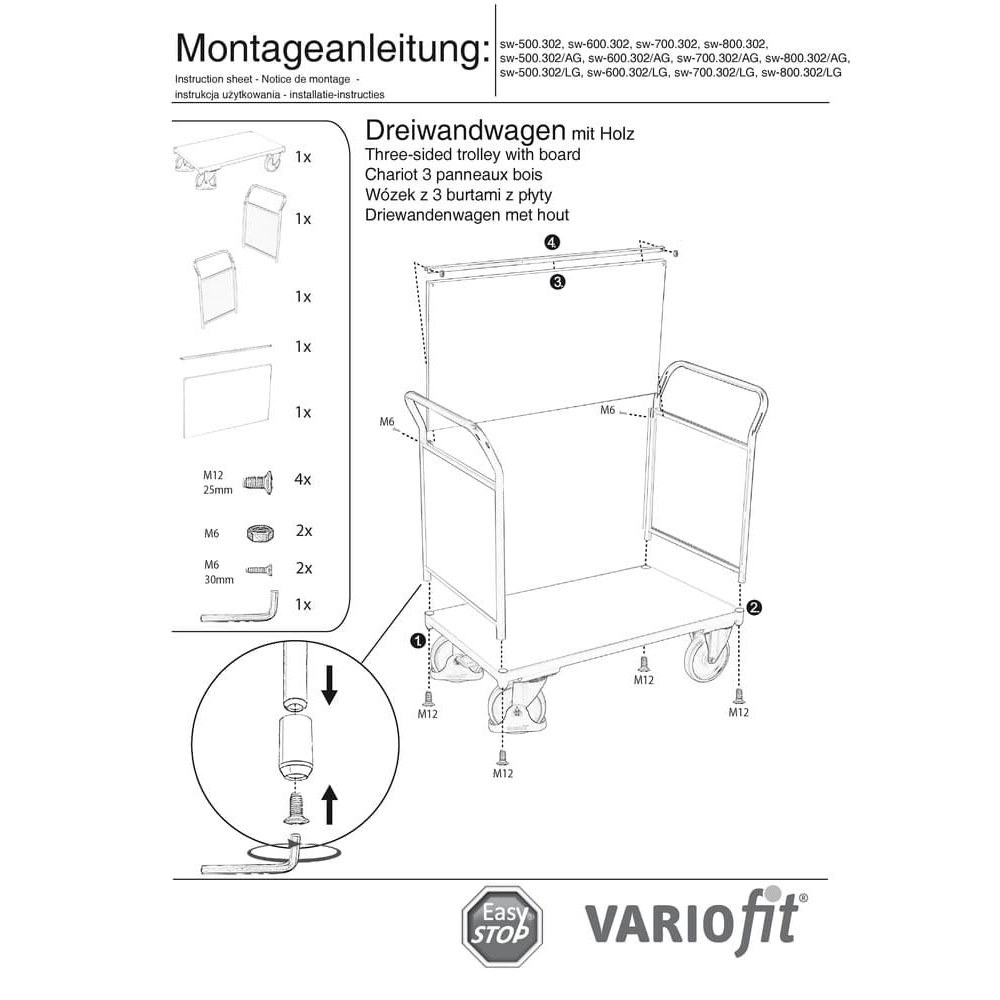 Driemuurwagen 500 kg Typ L + EasySTOP-0