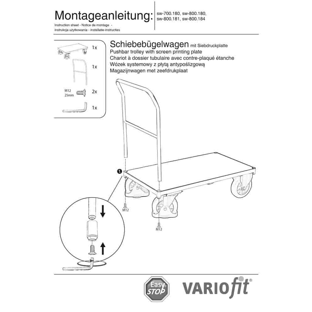 Duwwagen 1000 kg Typ M + EasySTOP-0