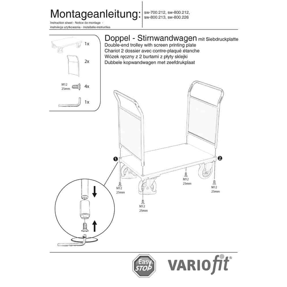 Dubbel-Stirnwandwagen 1000 kg Typ XL + EasySTOP-0