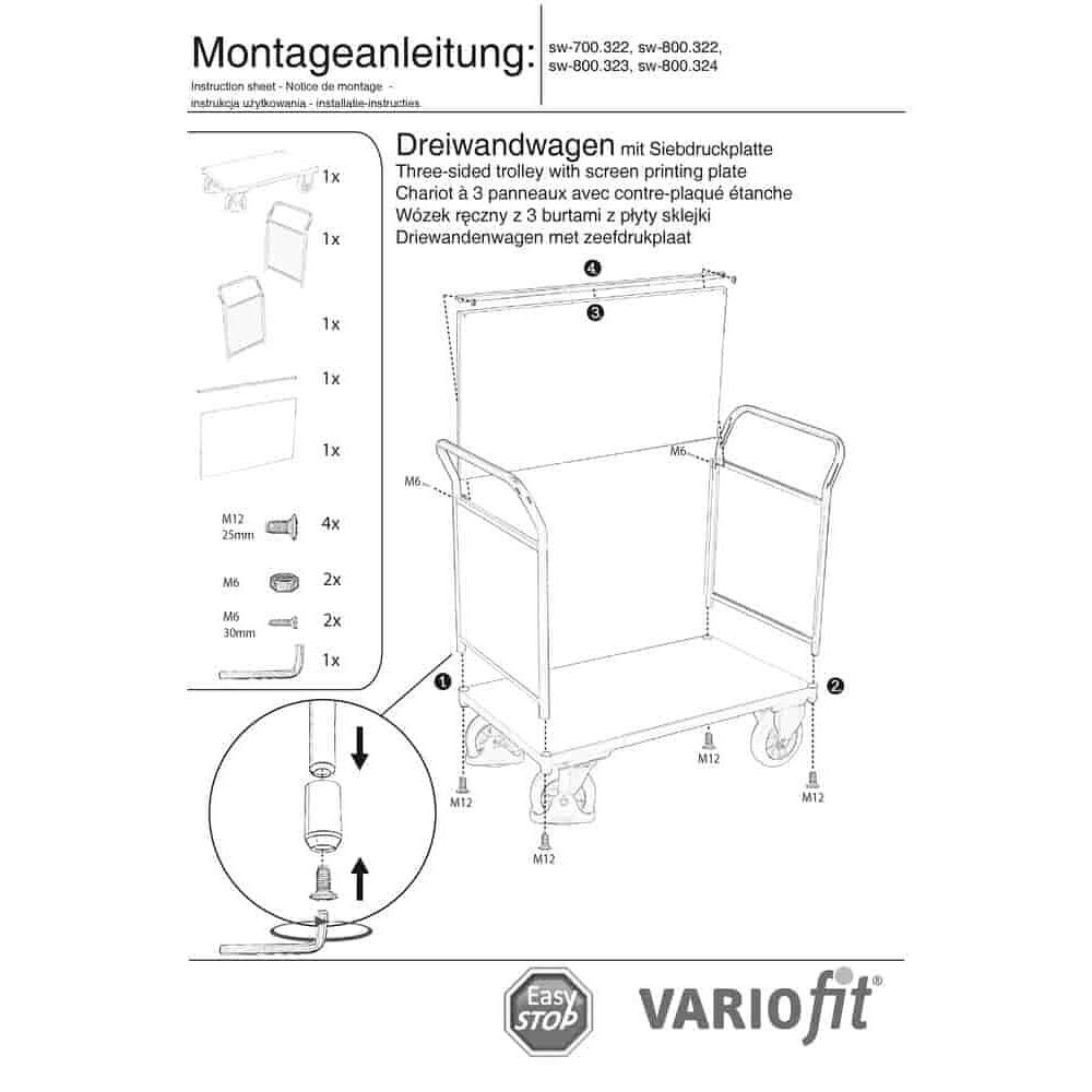 Driewandwagen 1000 kg Typ M + EasySTOP-0