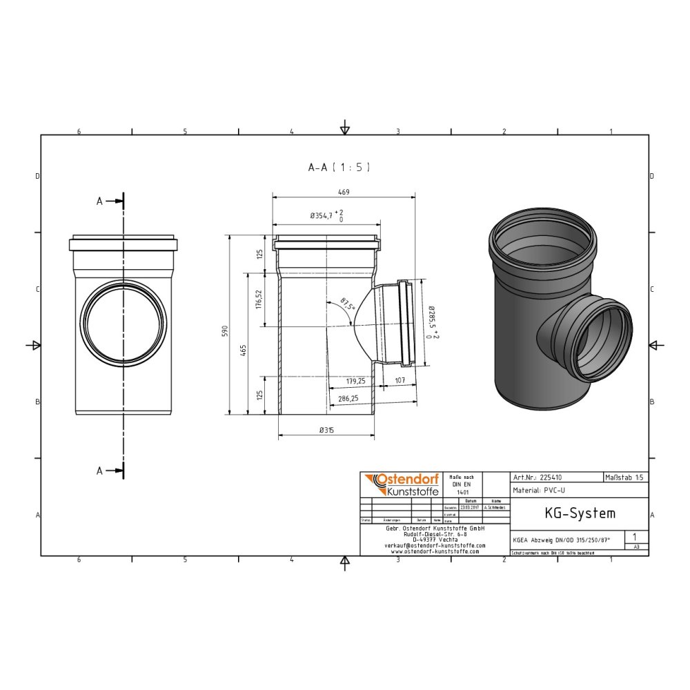 KGEA Aftakking DN/OD 315/250 87 Graden-1