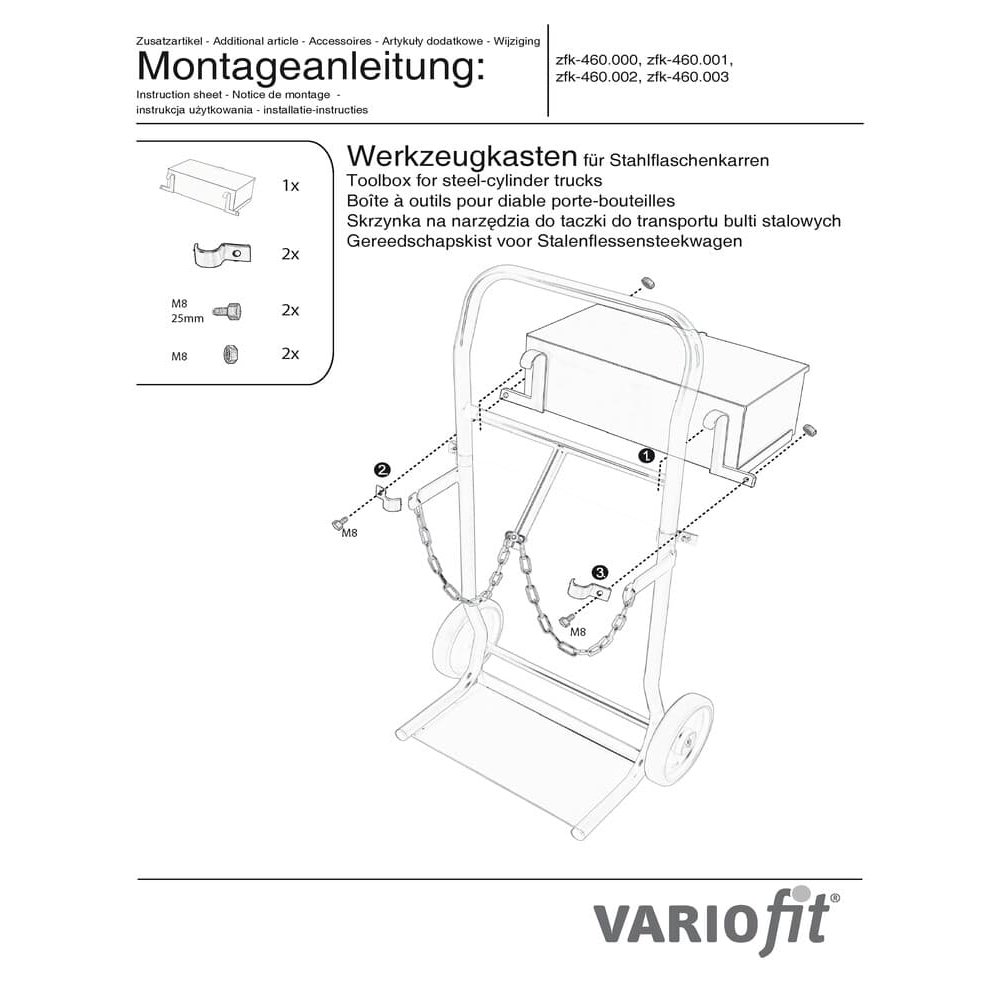 Gereedschapskist voor stalen flestransportwagens fk-1300 / 1301-2