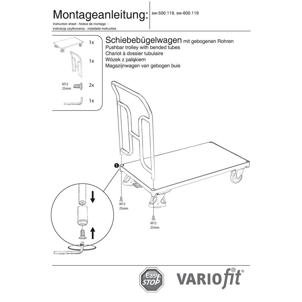 Schuifbeugelwagen 250 kg Typ L + EasySTOP-0