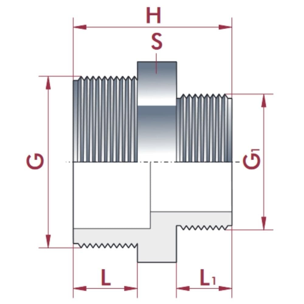 PVC - U Doppelnippel gereduceerd AG 2 1/2" x 1 1/2"-0