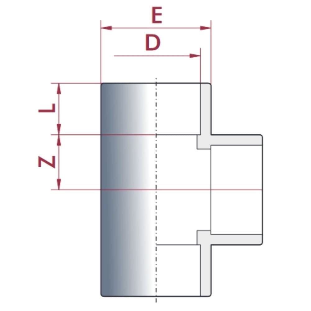 PVC-U T-stuk mof 40 mm PN16-0