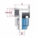 PP PE Buis Koppeling 90° versterkte Muurbeugel 25 x 3/4" IG-0