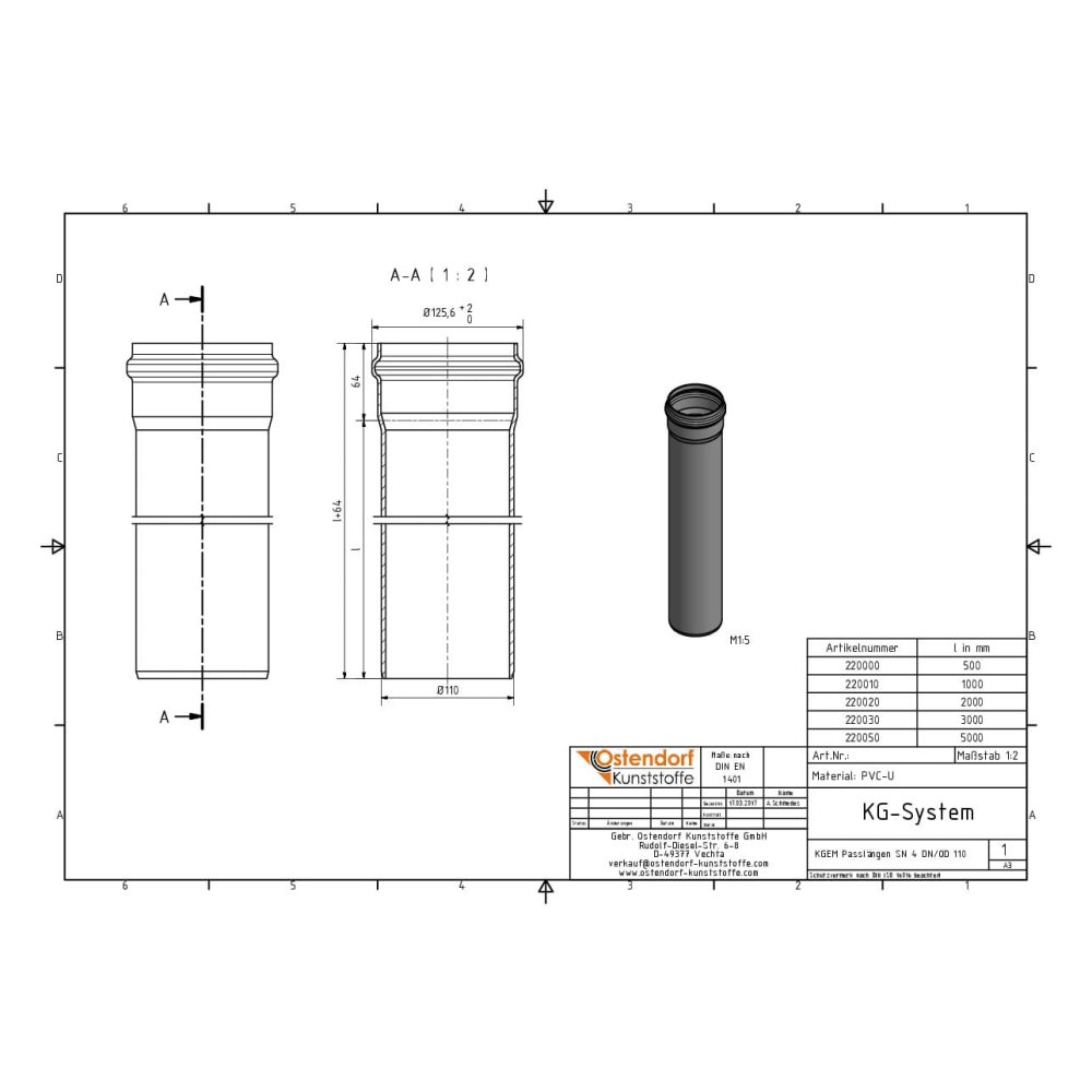 KGEM Buis SN 4 DN/OD 110 x 1000 mm-1