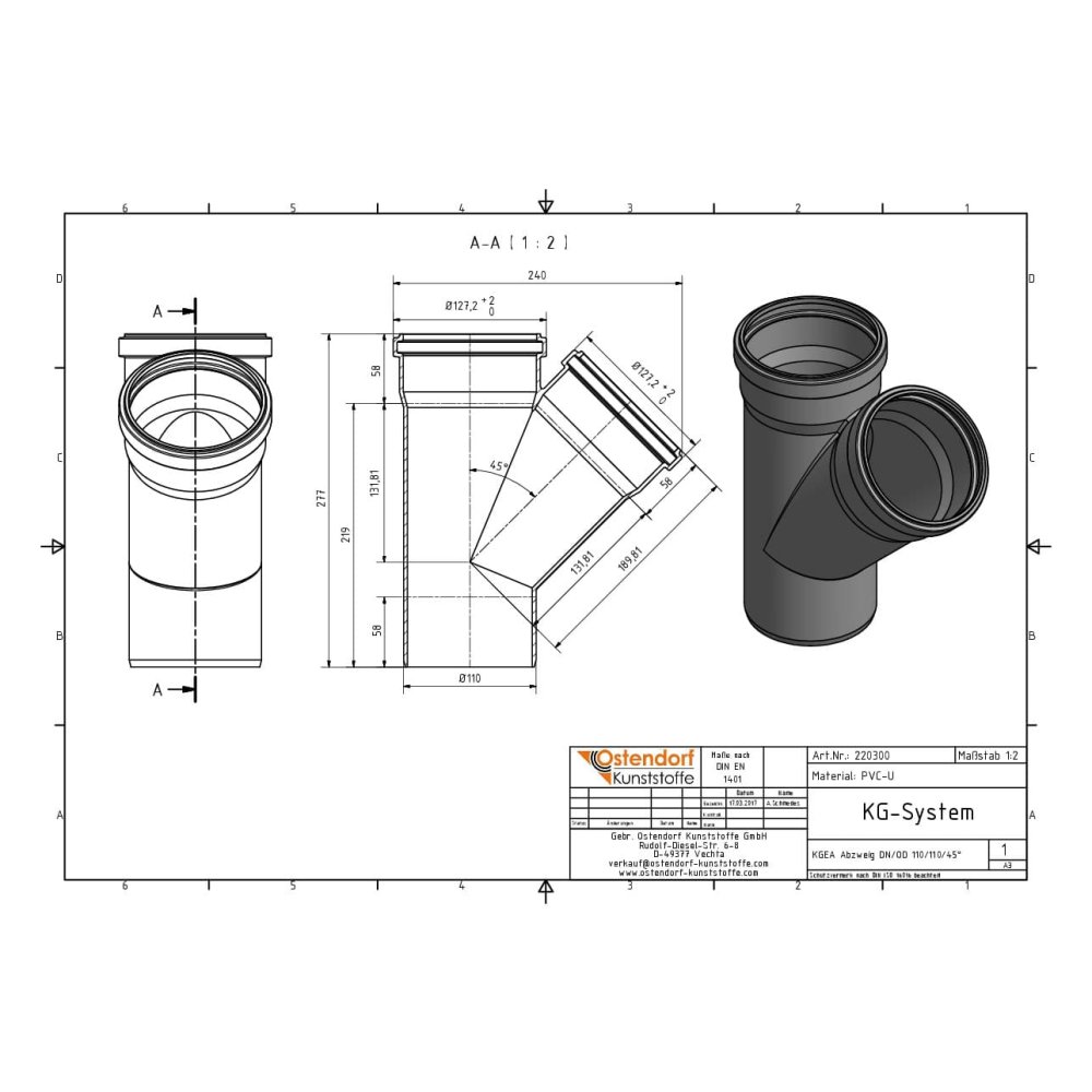 KGEA Aftakking DN/OD 110/110 45 Graden-1