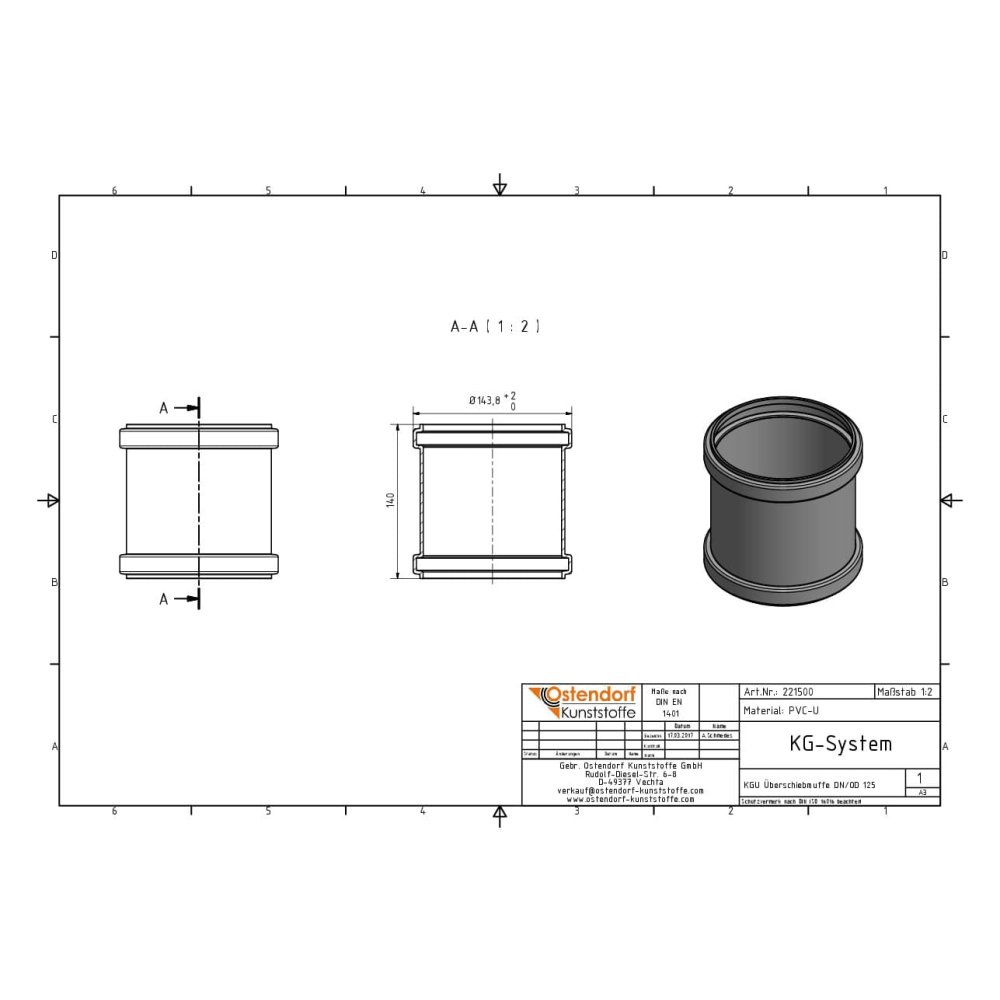 KGU Overschuifmof DN/OD 125-2