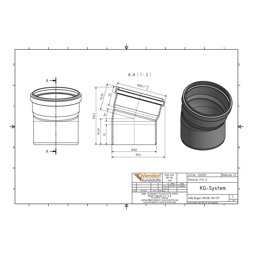 KGB Bocht DN/OD 160 15 Graden-2