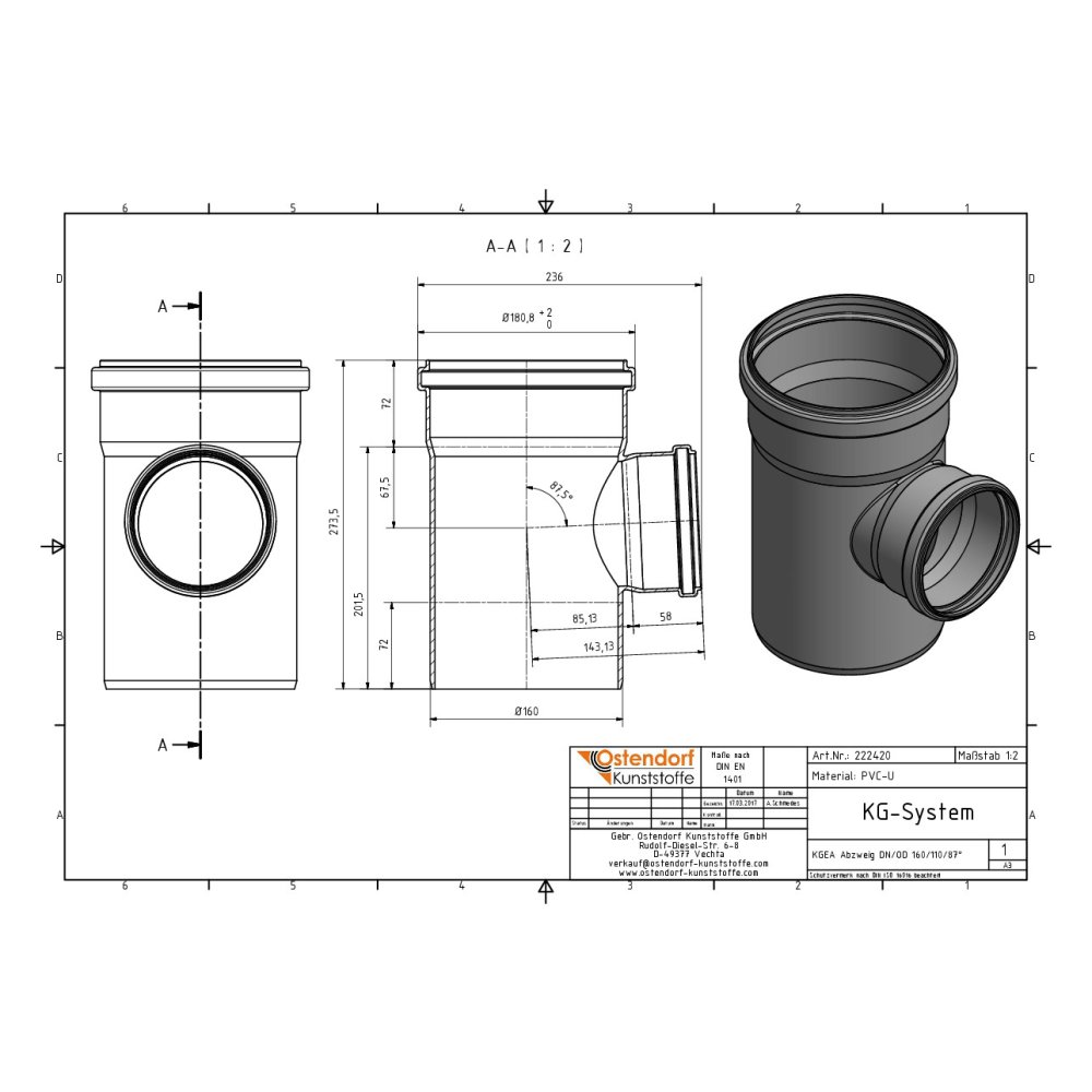 KGEA Aftakking DN/OD 160/110 87 Graden-4