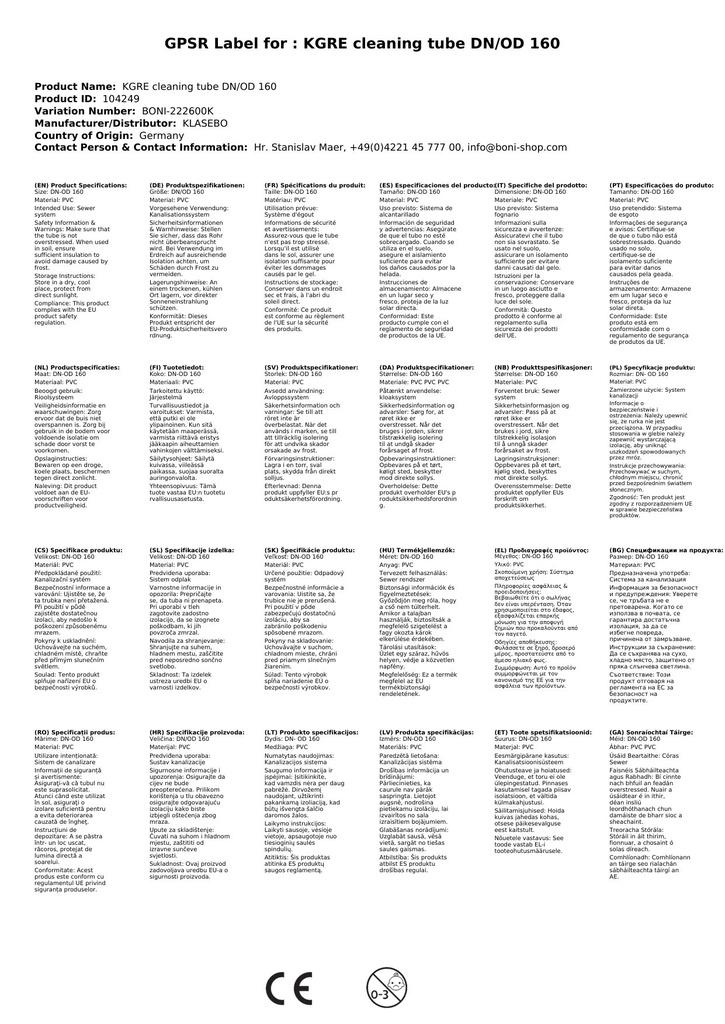 KGRE Reinigingsbuis DN/OD 160-3