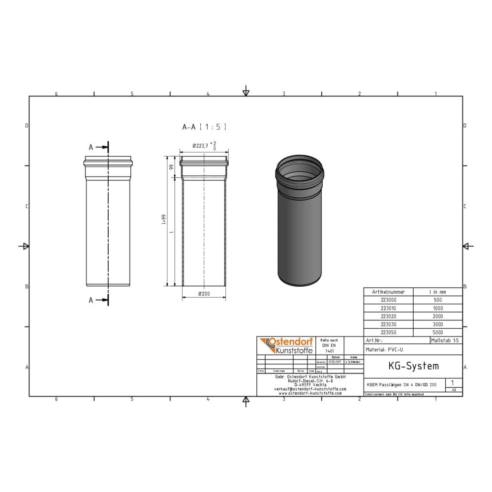 KGEM Buis SN 4 DN/OD 200 x 1000 mm-1