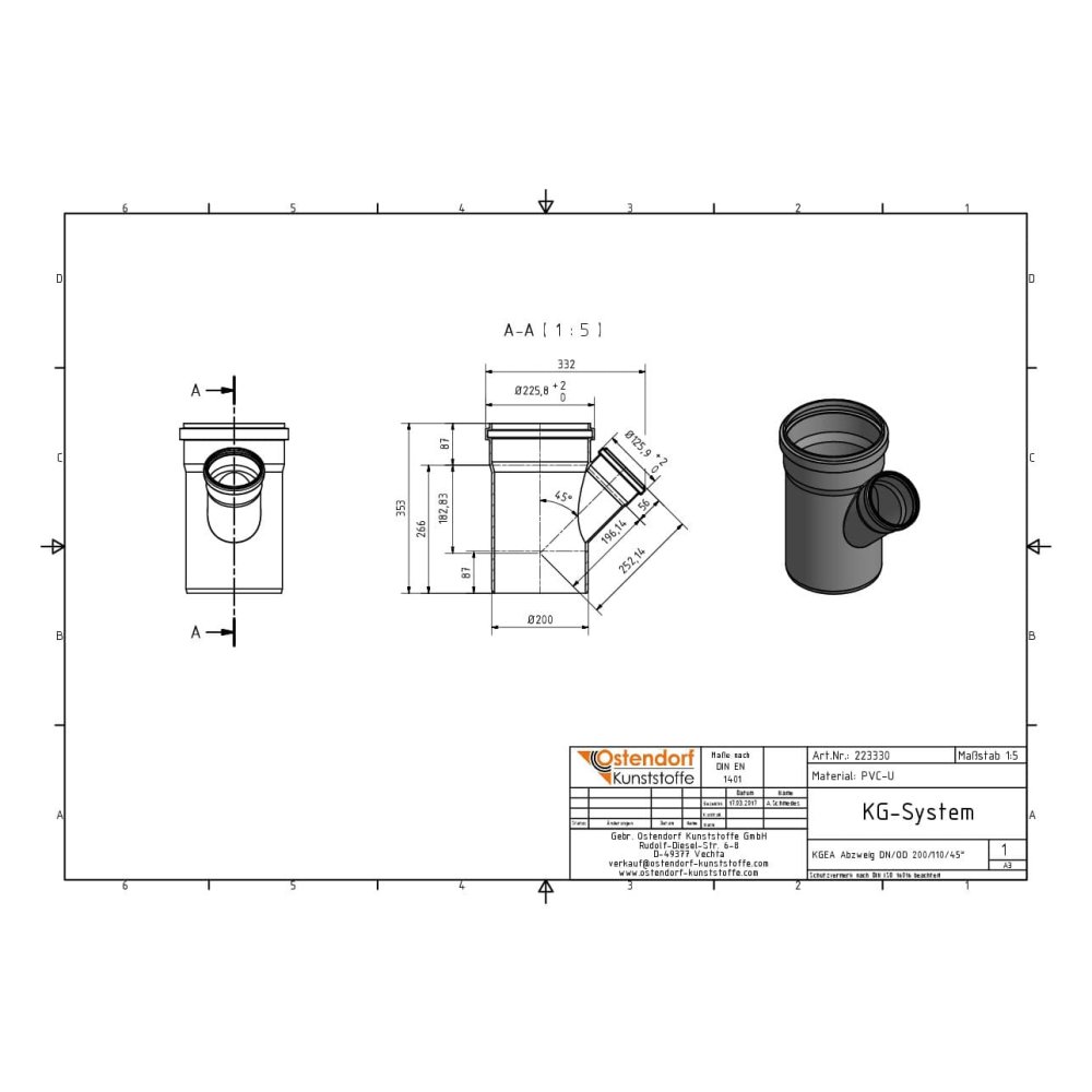 KGEA Aftakking DN/OD 200/110 45 Graden-1