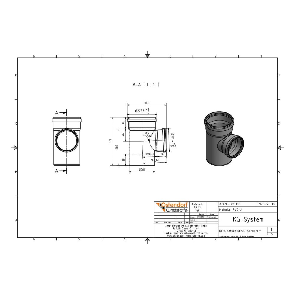 KGEA Aftakking DN/OD 200/160 87 Graden-1