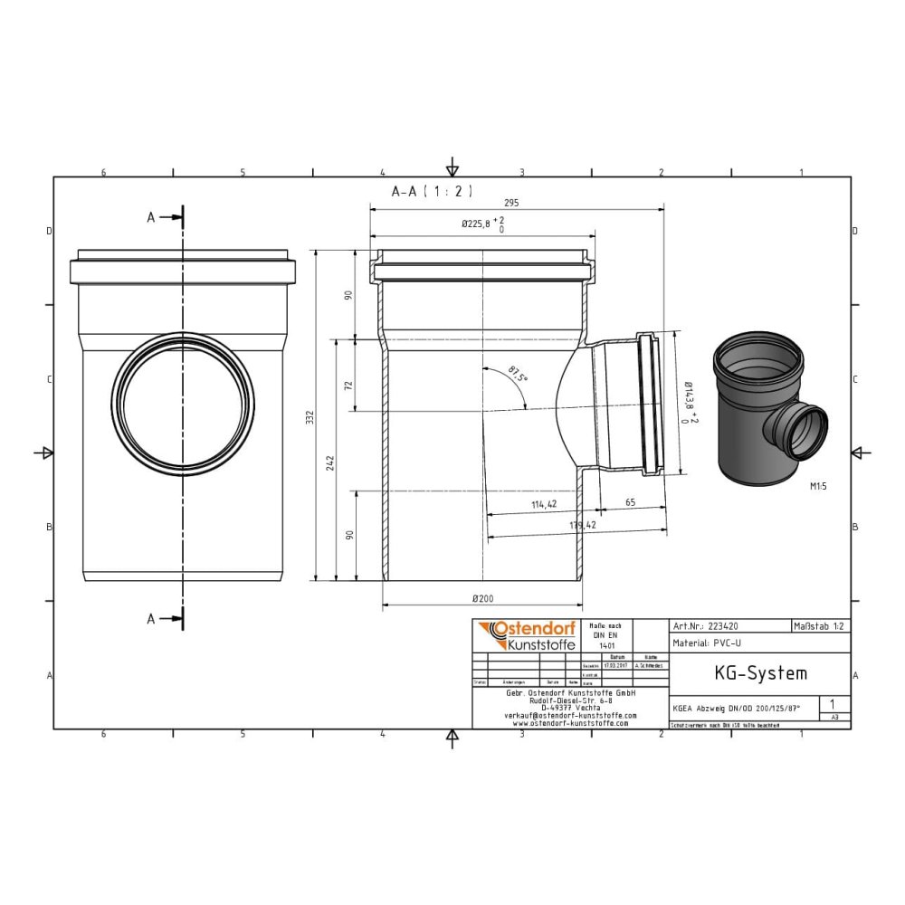 KGEA Aftakking DN/OD 200/125 87 Graden-1