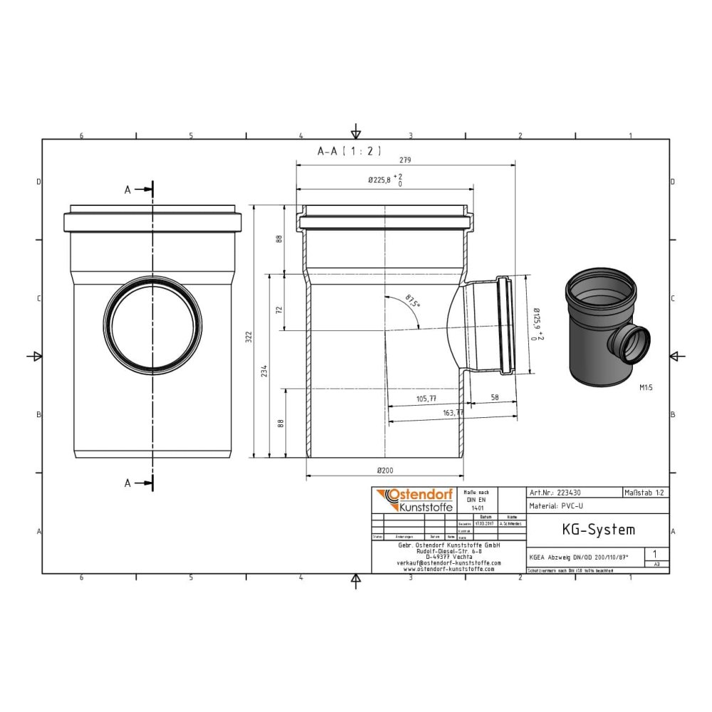 KGEA Aftakking DN/OD 200/110 87 Graden-1