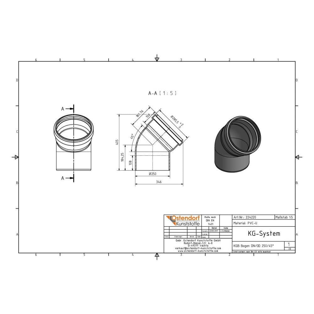 KGB Bocht DN/OD 250 45 Graden-2