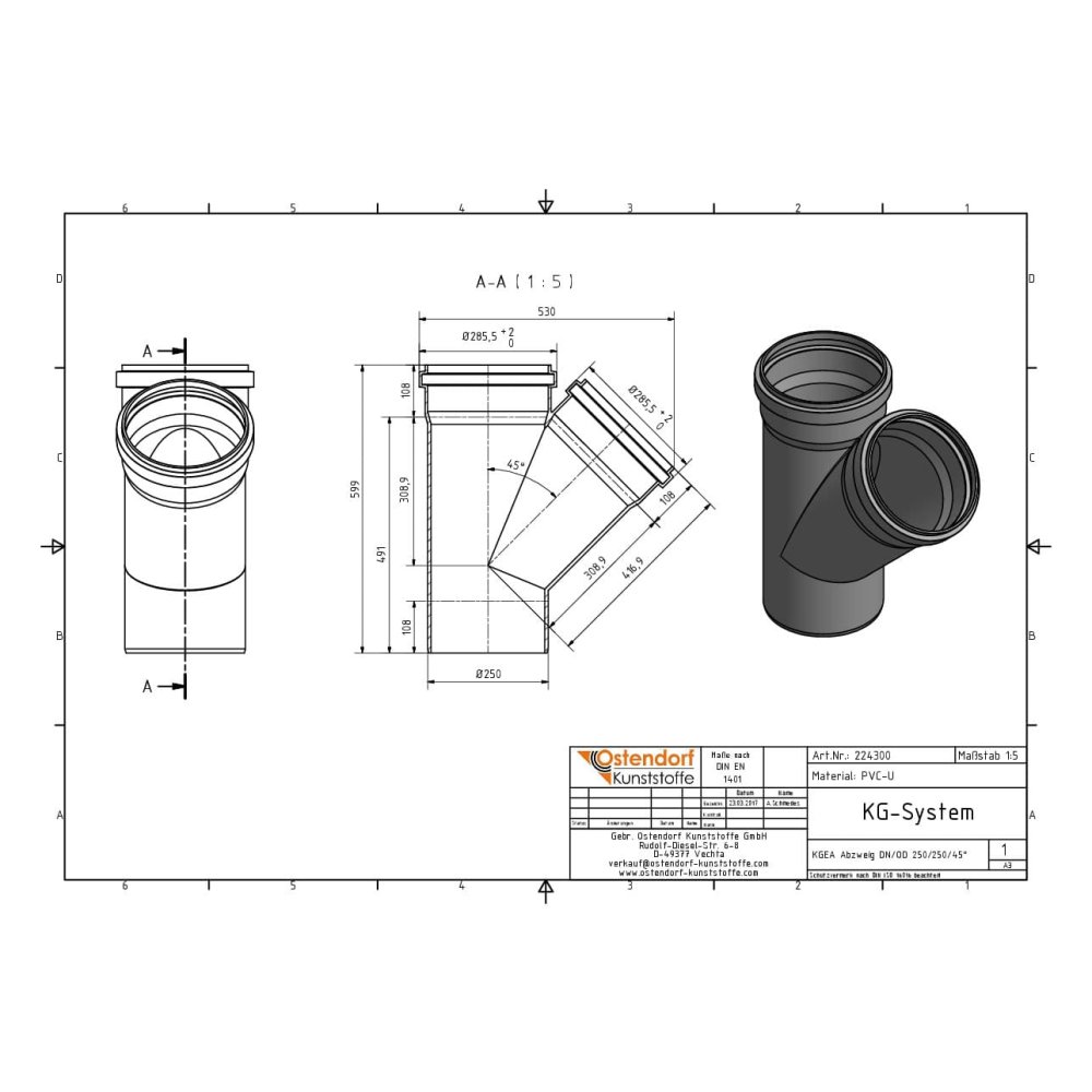 KGEA Aftakking DN/OD 250/250 45 Graden-1