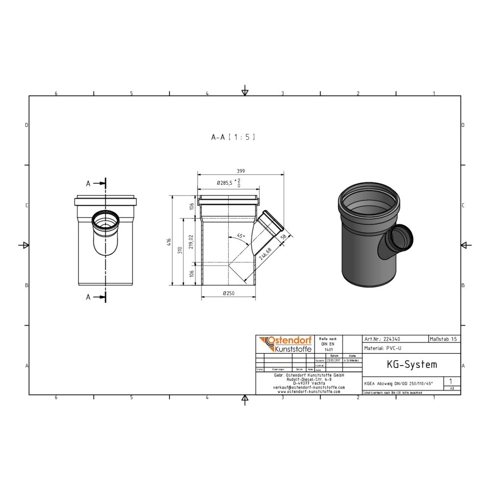 KGEA Aftakking DN/OD 250/110 45 Graden-0