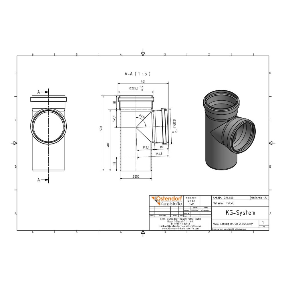 KGEA Aftakking DN/OD 250/250 87 Graden-1