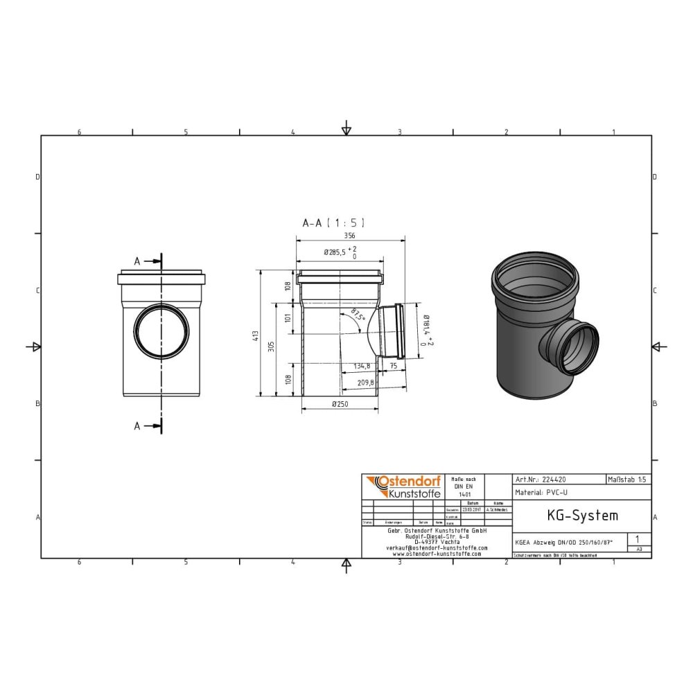 KGEA Aftakking DN/OD 250/160 87 Graden-1