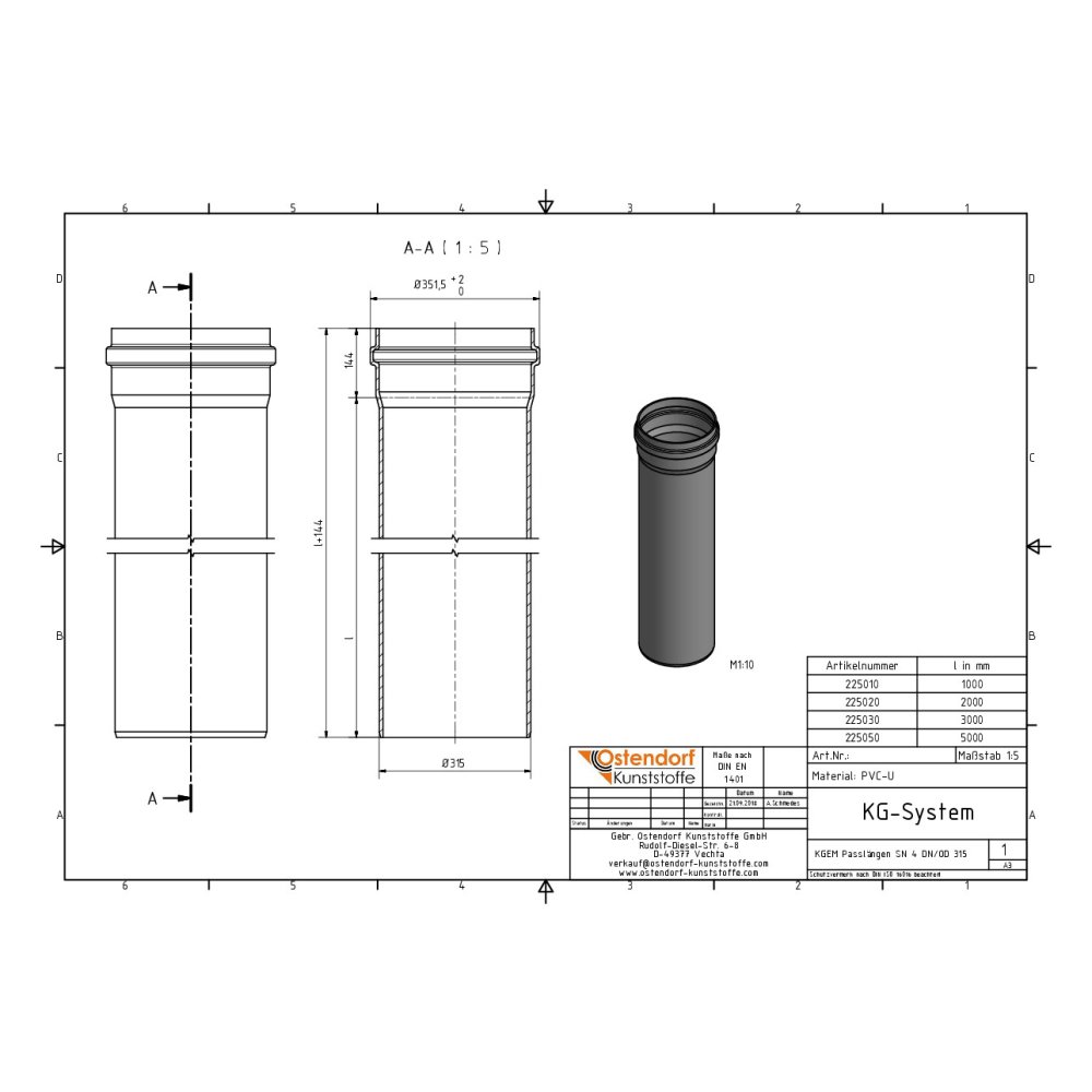 KGEM Buis SN 4 DN/OD 315 x 1000 mm-1