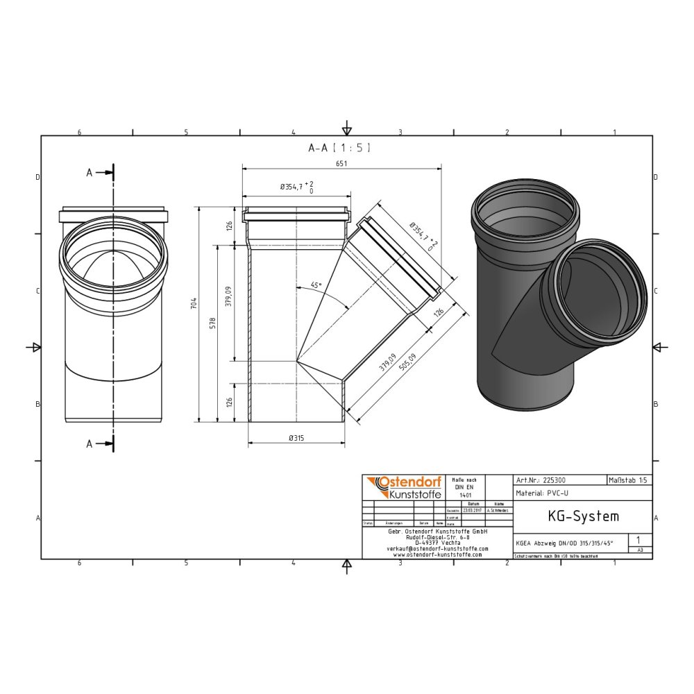 KGEA Aftakking DN/OD 315/315 45 Graden-1