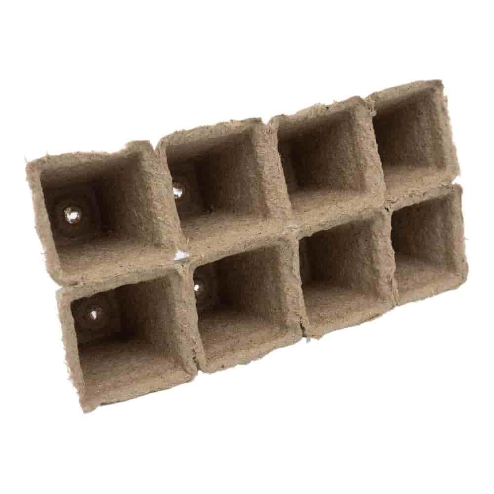 Kweekplaat 6 x 6 cm, 8 hoekige potten per plaat, composteerbaar-3