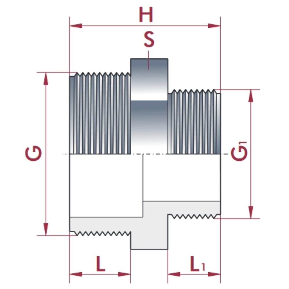 PVC - U Doppelnippel gereduceerd AG 3/4" x 1/2"-0