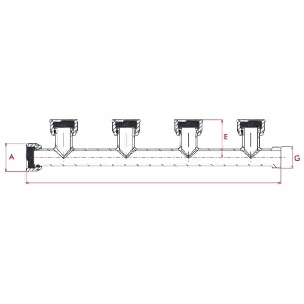 PVC Uitstroomverdeler 4 Uitgangen 1-3