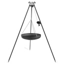 Wok op driepoot van natuurstaal 180 cm - 70 cm diameter + slinger