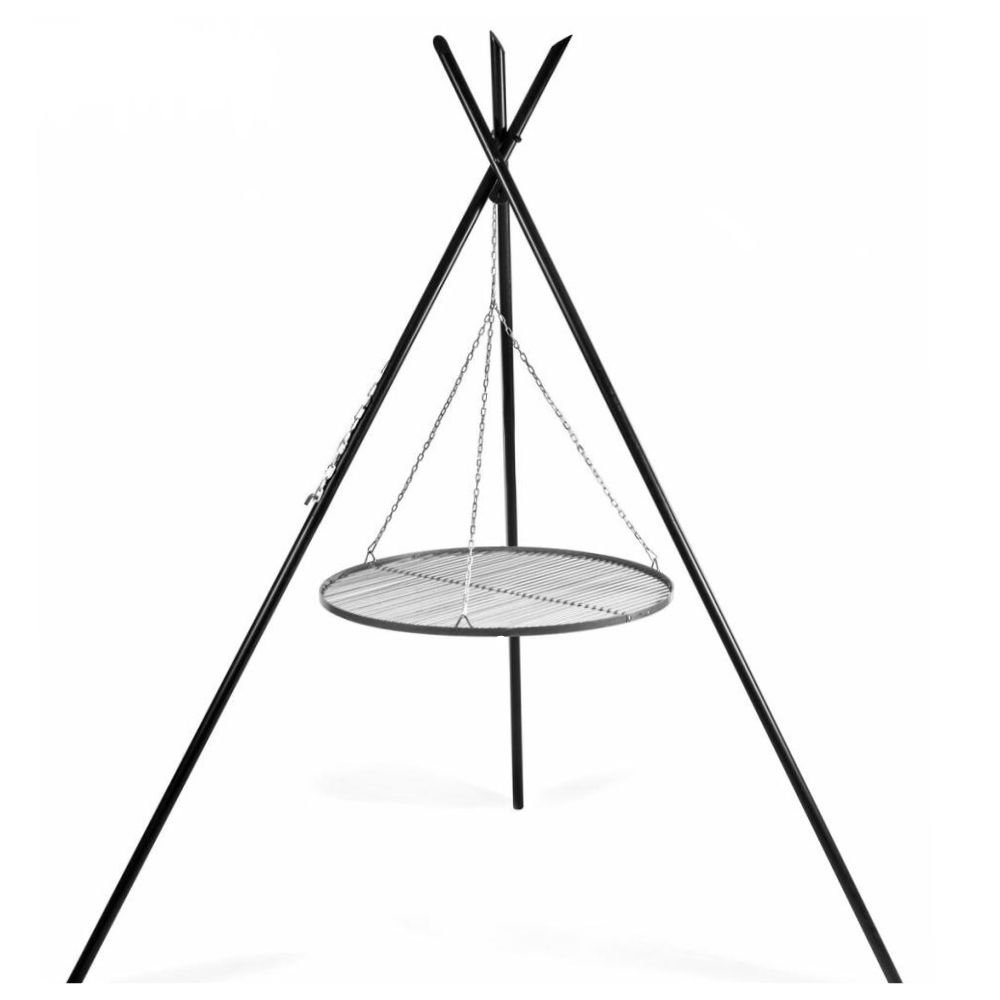 Draaibare grill "TIPI" 210 cm + Grillrooster 80 cm van roestvrij staal