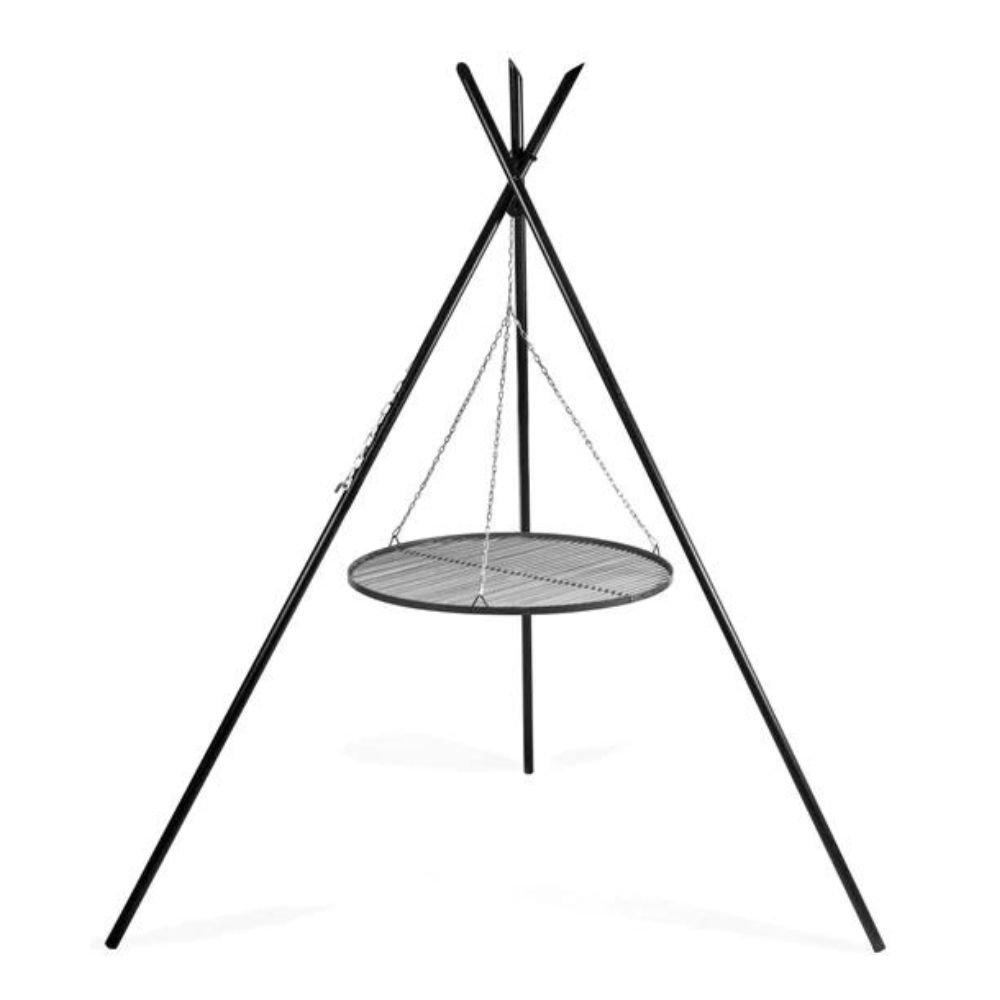 Draaibare grill "TIPI" 210 cm + Grillrooster 50 cm van natuurstaal