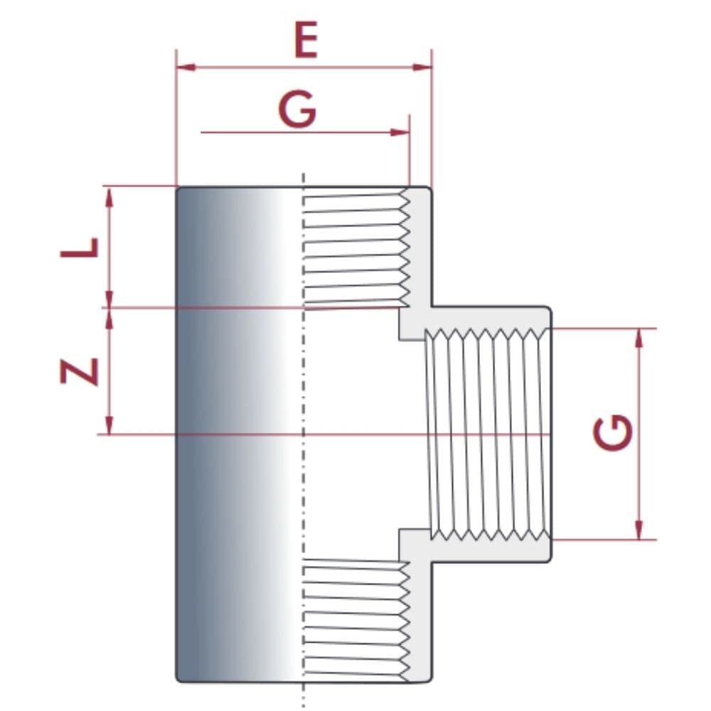 PVC-U T-stuk IG 1/2" PN10